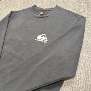 Quicksilver Sweatshirt Men's Large Fleece Cotton Pullover Black Y2K